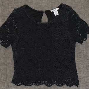 Bar III Navy Lace top Xs